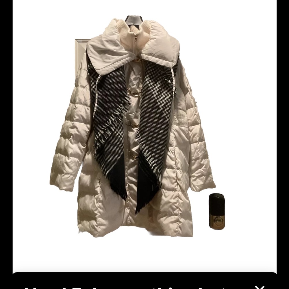 Jessica Simpson Quilted White DOWN Puffer Coat & Scarf Bundle plus sz 2x